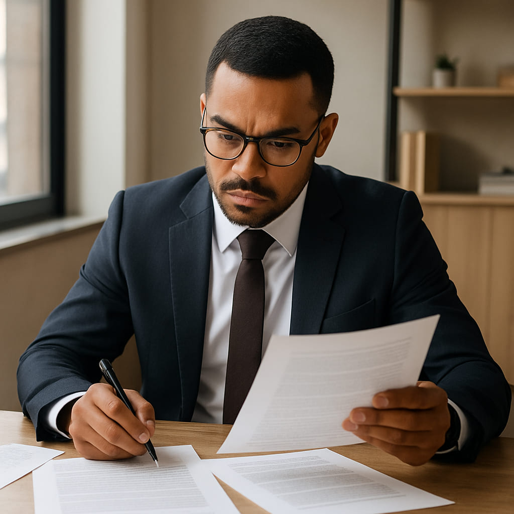 Advogado analisando documentos para BPC/LOAS